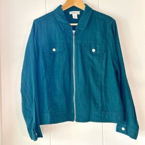 NWOT Teal Linen Jacket size L